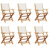 Składane krzesła ogrodowe, 6 szt., kremowa tkanina i drewno
