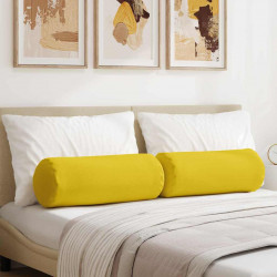 Poduszki Wałkowe 2 pcs Jasnożółty Ø 25 x 70 cm tkanina