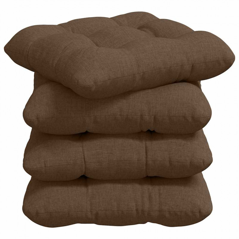 Poduszki na siedziska 4 pcs Brązowy 45 x 45 x 12 cm tkanina