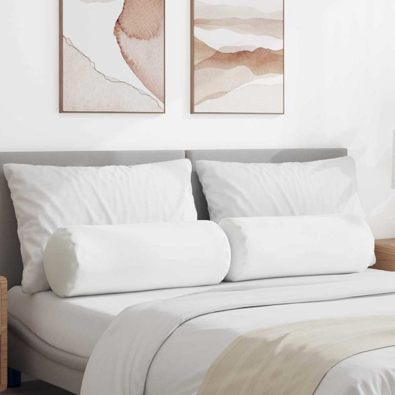 Poduszki Wałkowe 2 pcs Biały Ø 25 x 70 cm tkanina