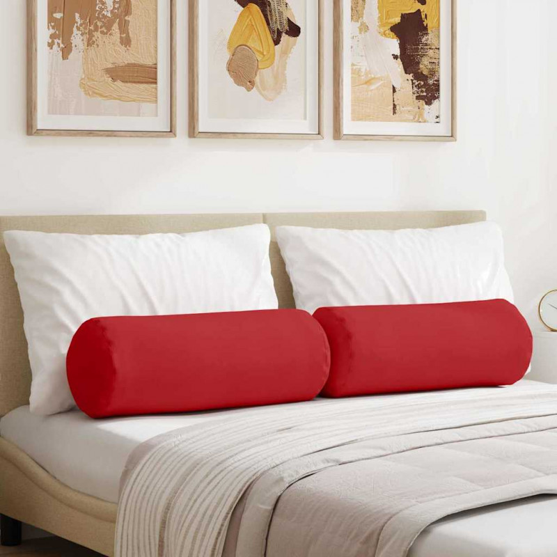 Poduszki Wałkowe 2 pcs Czerwony Ø 25 x 70 cm tkanina