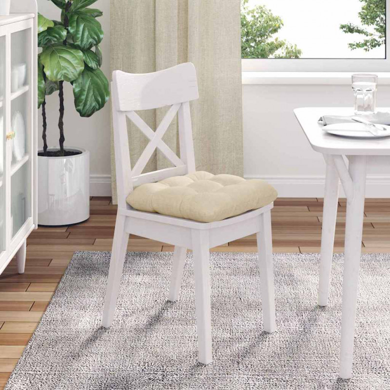 Poduszki na siedziska 4 pcs Kremowy 45 x 45 x 12 cm tkanina