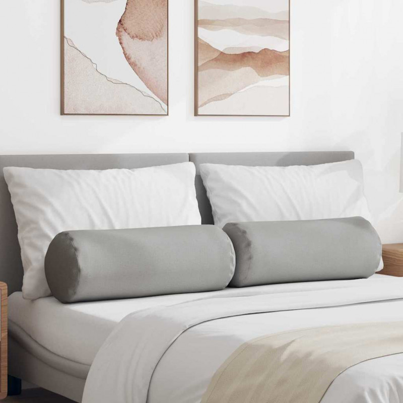Poduszki Wałkowe 2 pcs Szary chmur Ø 25 x 70 cm tkanina