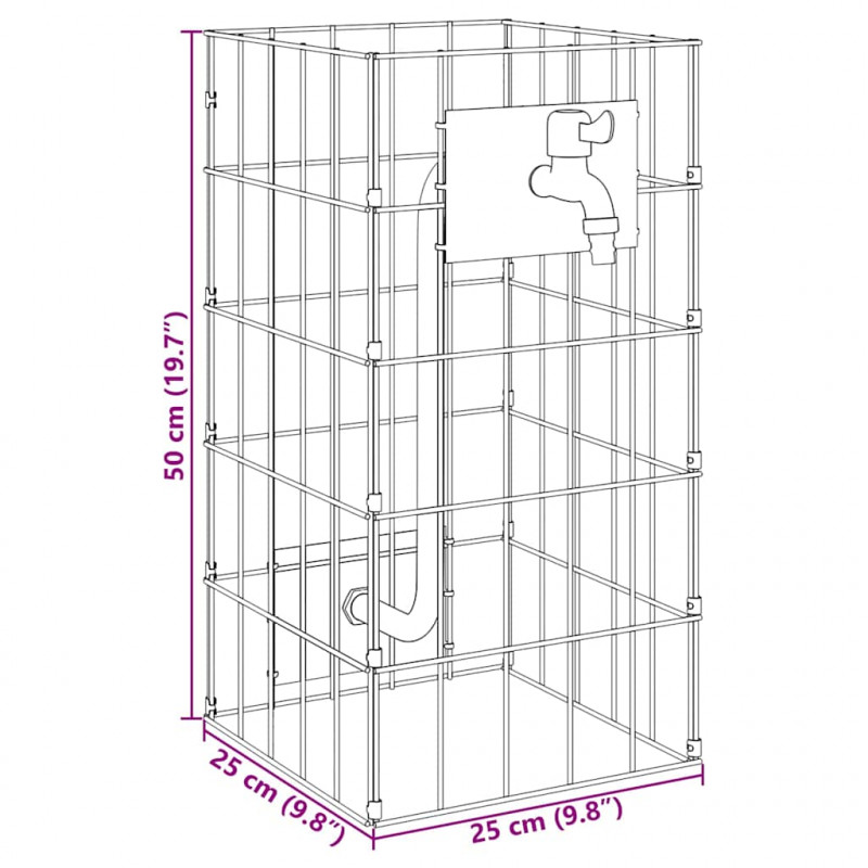 Kran Gabionowy Srebrny 26 x 25 x 50 cm Stal nierdzewna