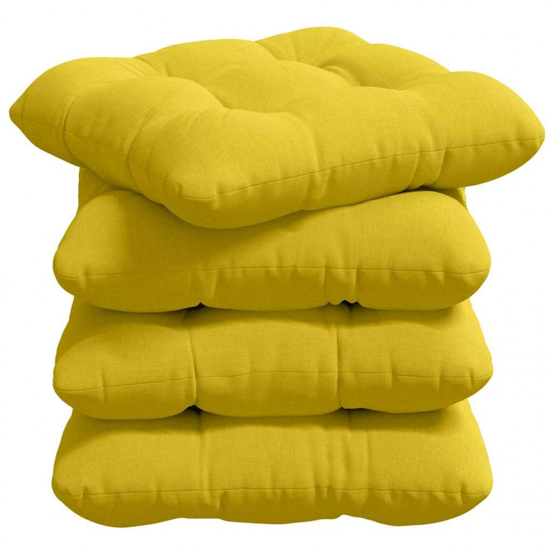 Poduszki na siedziska 4 pcs Jasnożółty 45 x 45 x 12 cm tkanina