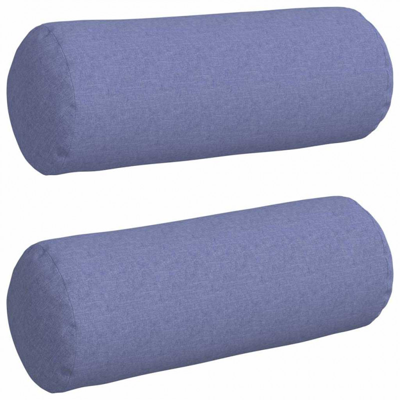 Poduszki Wałkowe 2 pcs Niebieski dżins Ø 25 x 70 cm tkanina