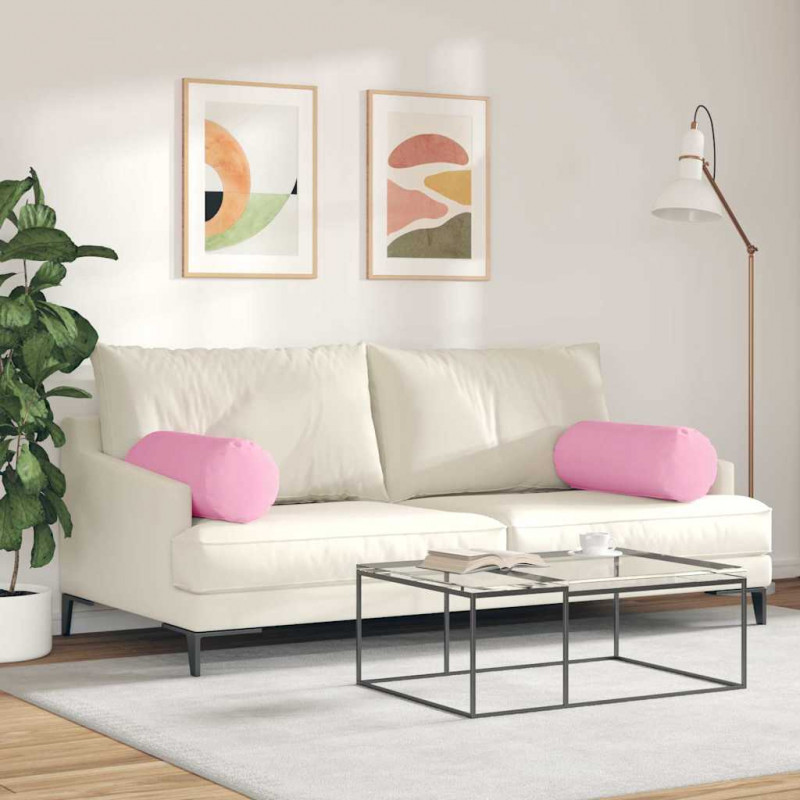 Poduszki Wałkowe 2 pcs Różowy Ø 25 x 70 cm tkanina