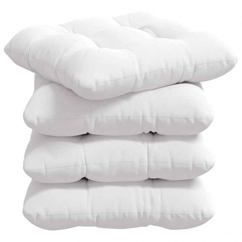 Poduszki na siedziska 4 pcs Biały 45 x 45 x 12 cm tkanina