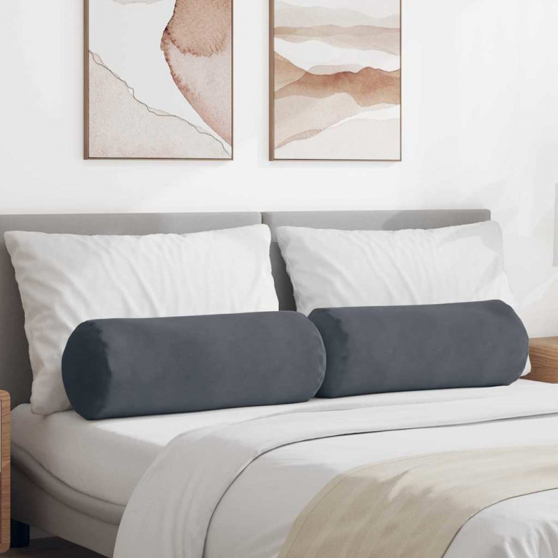 Poduszki Wałkowe 2 pcs Ciemnoszary Ø 25 x 70 cm