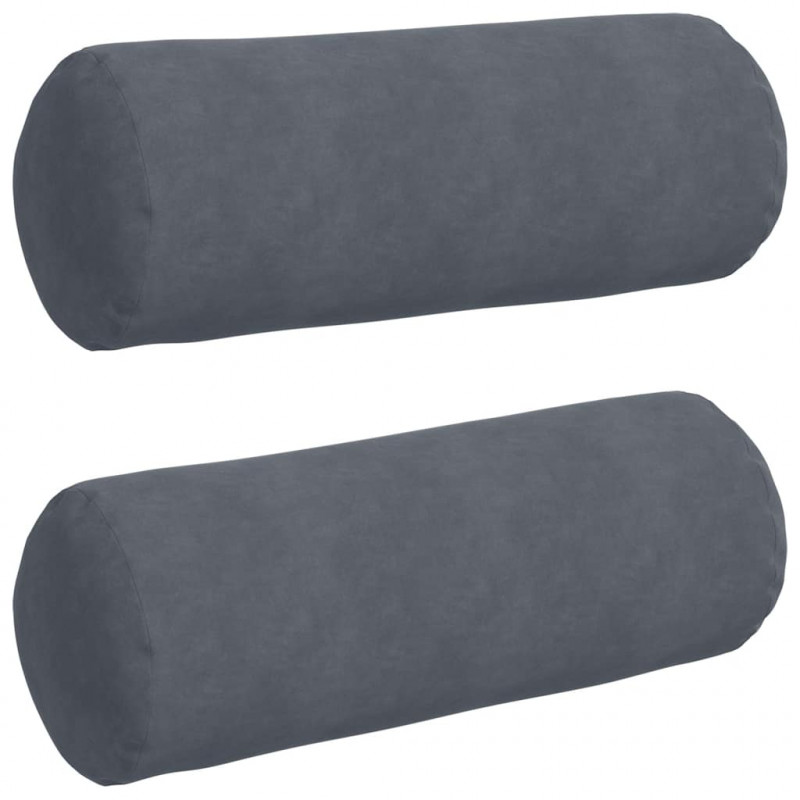 Poduszki Wałkowe 2 pcs Ciemnoszary Ø 25 x 70 cm