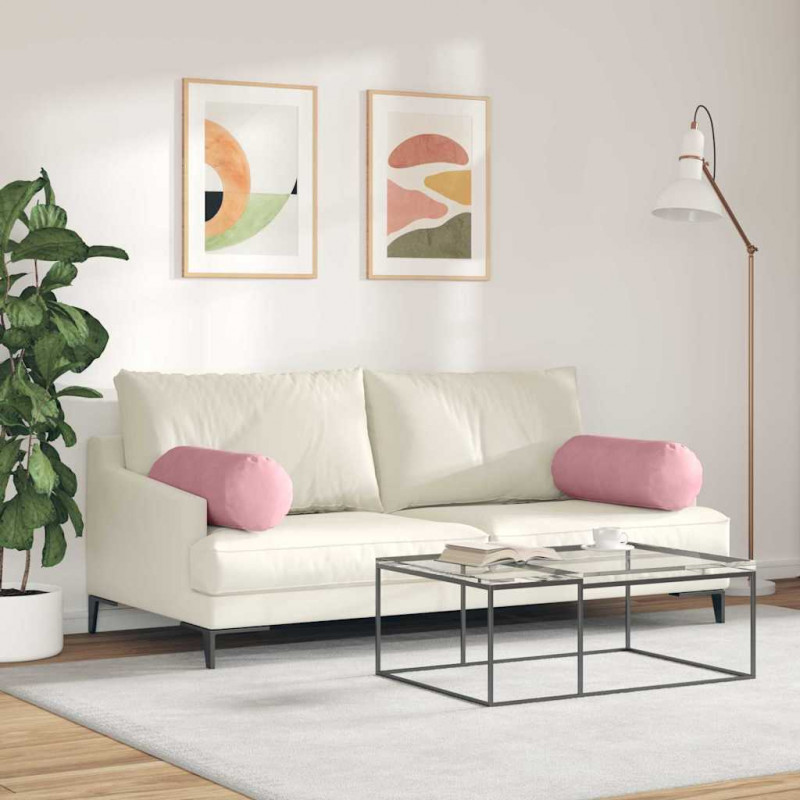 Poduszki Wałkowe 2 pcs Różowy Ø 25 x 70 cm Tkanina sztruksowa