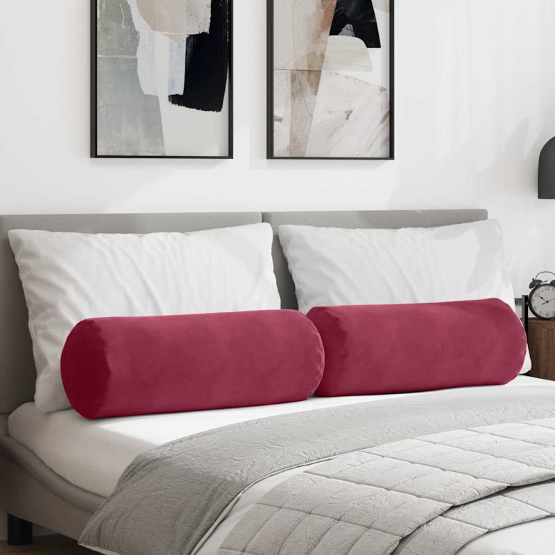 Poduszki Wałkowe 2 pcs Czerwone wino Ø 25 x 70 cm