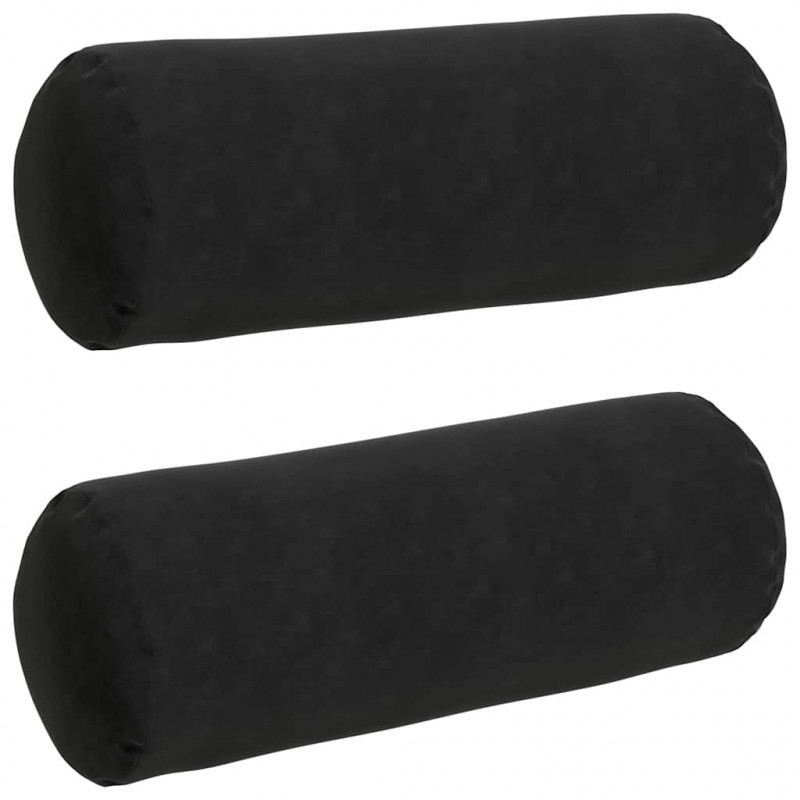 Poduszki Wałkowe 2 pcs Czarny Ø 25 x 70 cm Tkanina sztruksowa