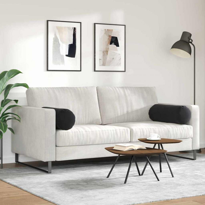 Poduszki Wałkowe 2 pcs Czarny Ø 25 x 70 cm Tkanina sztruksowa