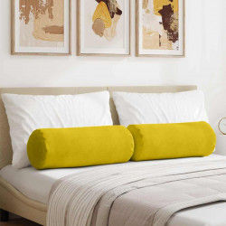 Poduszki Wałkowe 2 pcs Żółty Ø 25 x 70 cm Tkanina sztruksowa