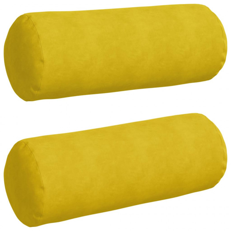 Poduszki Wałkowe 2 pcs Żółty Ø 25 x 70 cm Tkanina sztruksowa