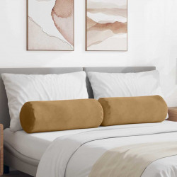 Poduszki Wałkowe 2 pcs Brązowy Ø 25 x 70 cm Tkanina sztruksowa