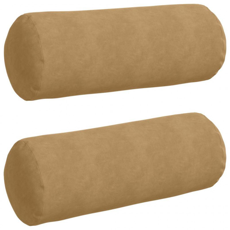 Poduszki Wałkowe 2 pcs Brązowy Ø 25 x 70 cm Tkanina sztruksowa