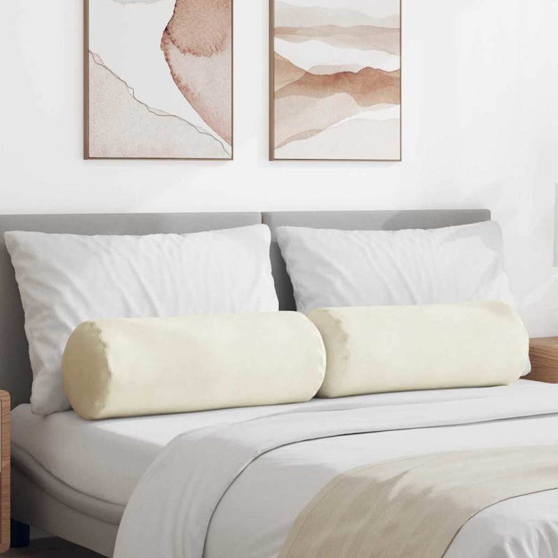 Poduszki Wałkowe 2 pcs Kremowy Ø 25 x 70 cm Tkanina sztruksowa