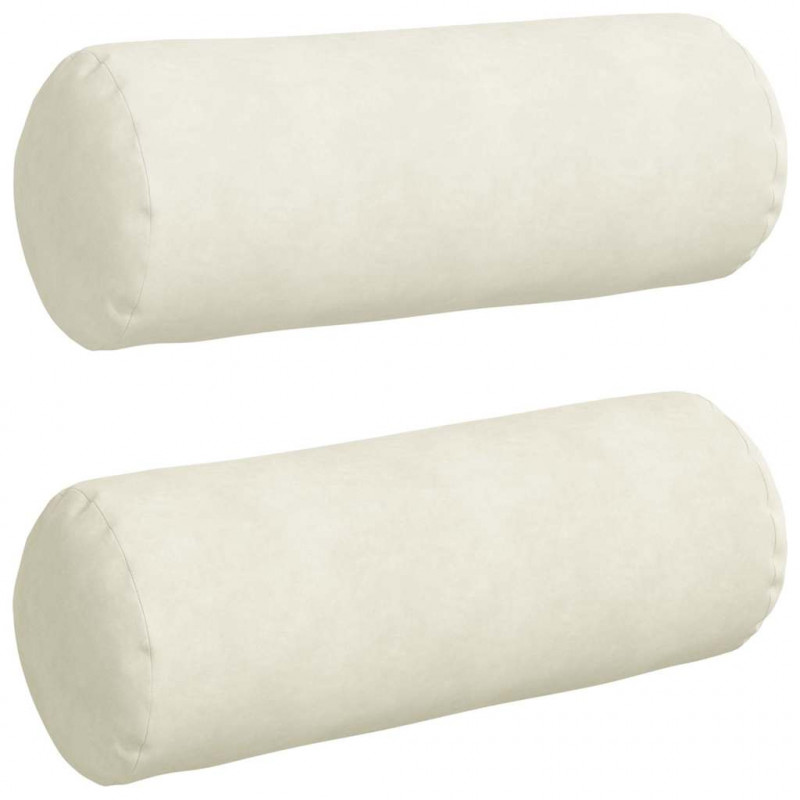 Poduszki Wałkowe 2 pcs Kremowy Ø 25 x 70 cm Tkanina sztruksowa