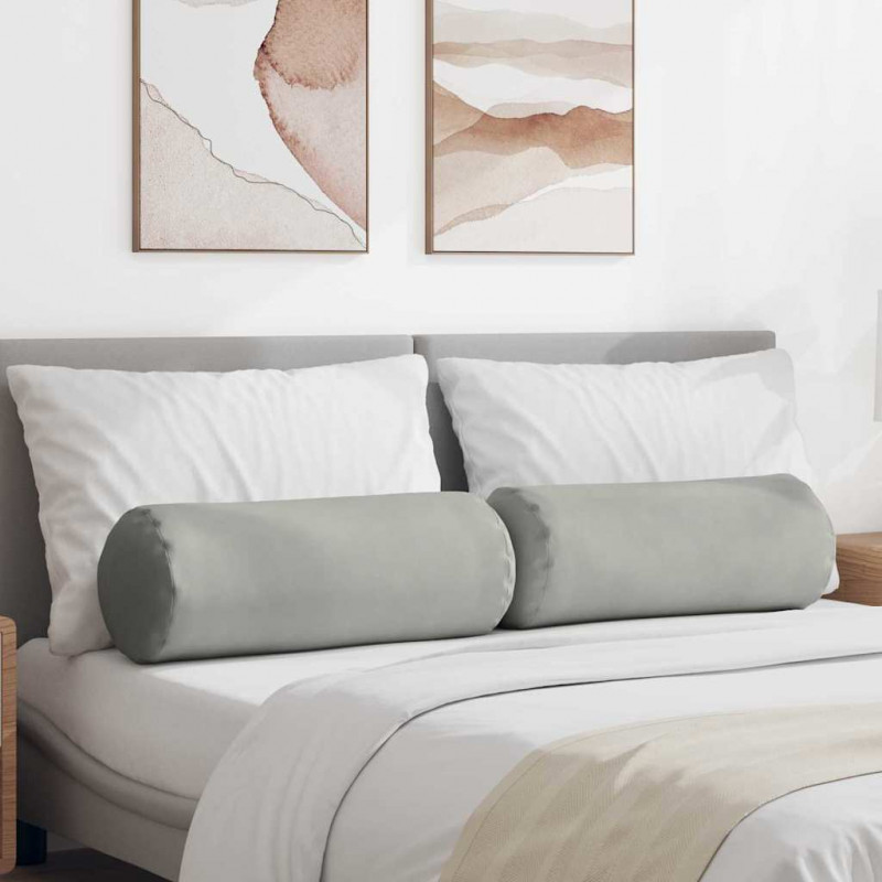 Poduszki Wałkowe 2 pcs Jasnoszary Ø 25 x 70 cm