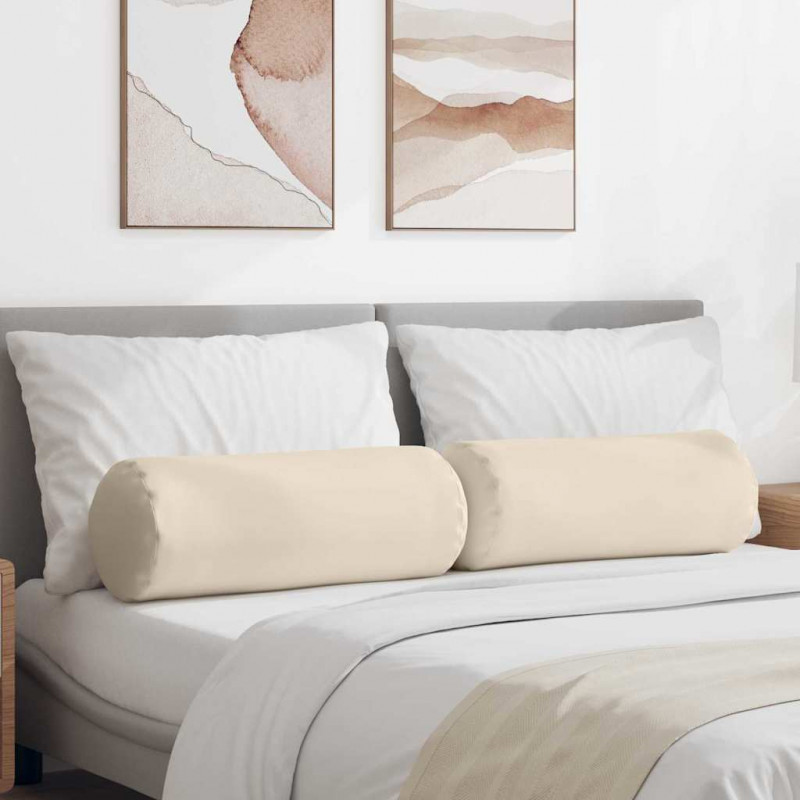 Poduszki Wałkowe 2 pcs Beżowy Ø 25 x 70 cm Tkanina mikrofibrowa