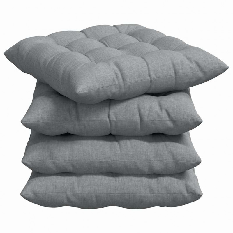 Poduszki na siedziska 4 pcs Jasnoszary 40 x 40 x 6 cm tkanina