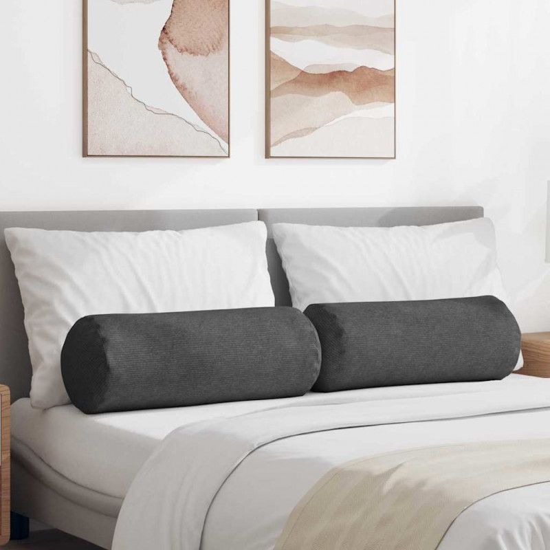 Poduszki Wałkowe 2 pcs Ciemnoszary Ø 25 x 70 cm