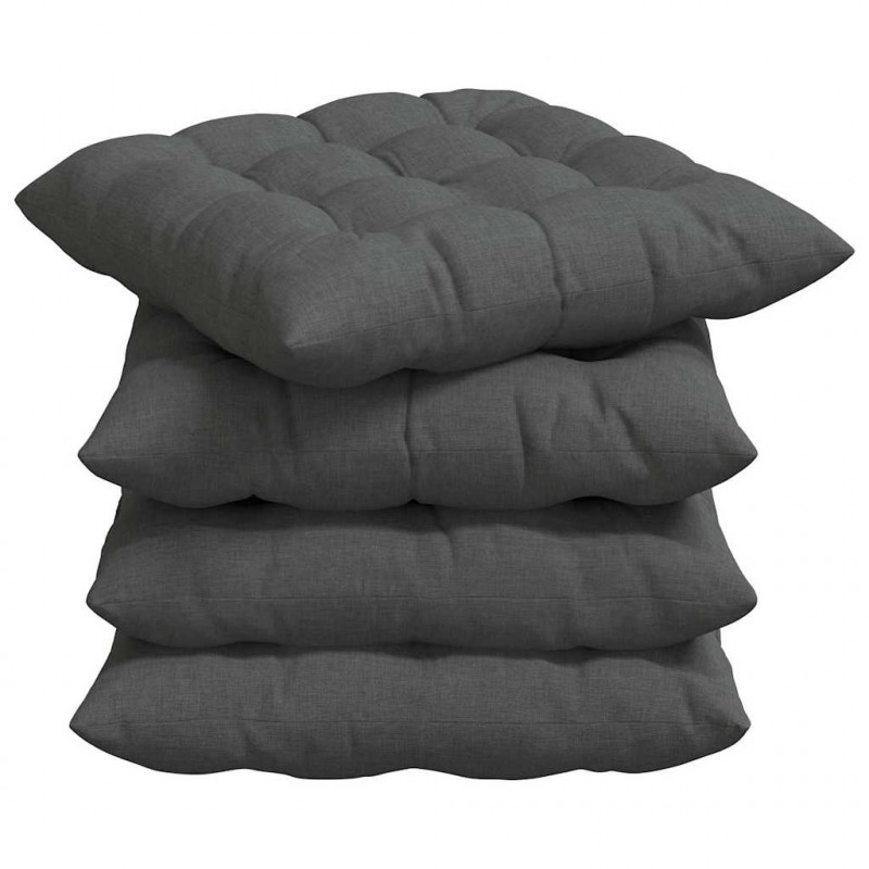 Poduszki na siedziska 4 pcs Ciemnoszary 40 x 40 x 6 cm tkanina