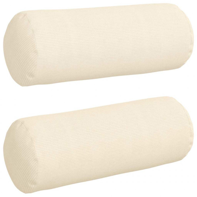Poduszki Wałkowe 2 pcs Kremowy Ø 25 x 70 cm Tkanina sztruksowa
