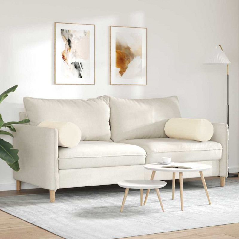 Poduszki Wałkowe 2 pcs Kremowy Ø 25 x 70 cm Tkanina sztruksowa