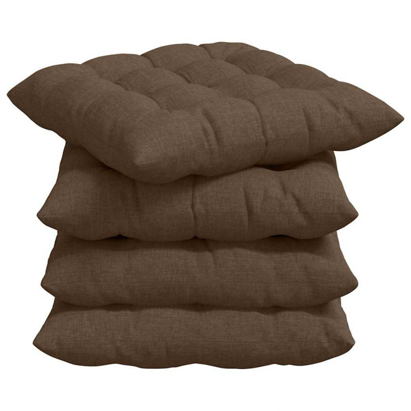 Poduszki na siedziska 4 pcs Brązowy 40 x 40 x 6 cm tkanina