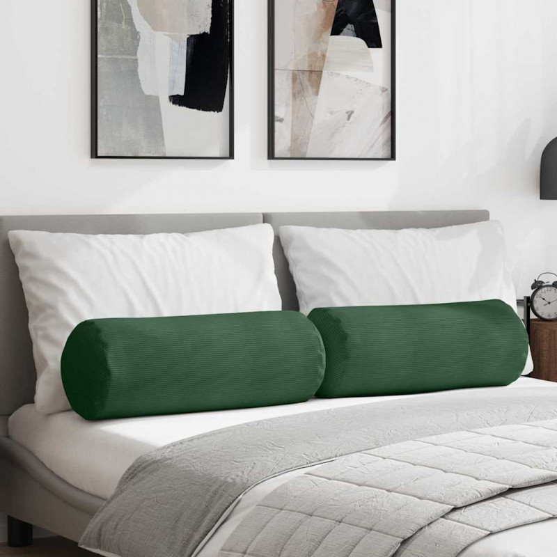 Poduszki Wałkowe 2 pcs Ciemna zieleń Ø 25 x 70 cm