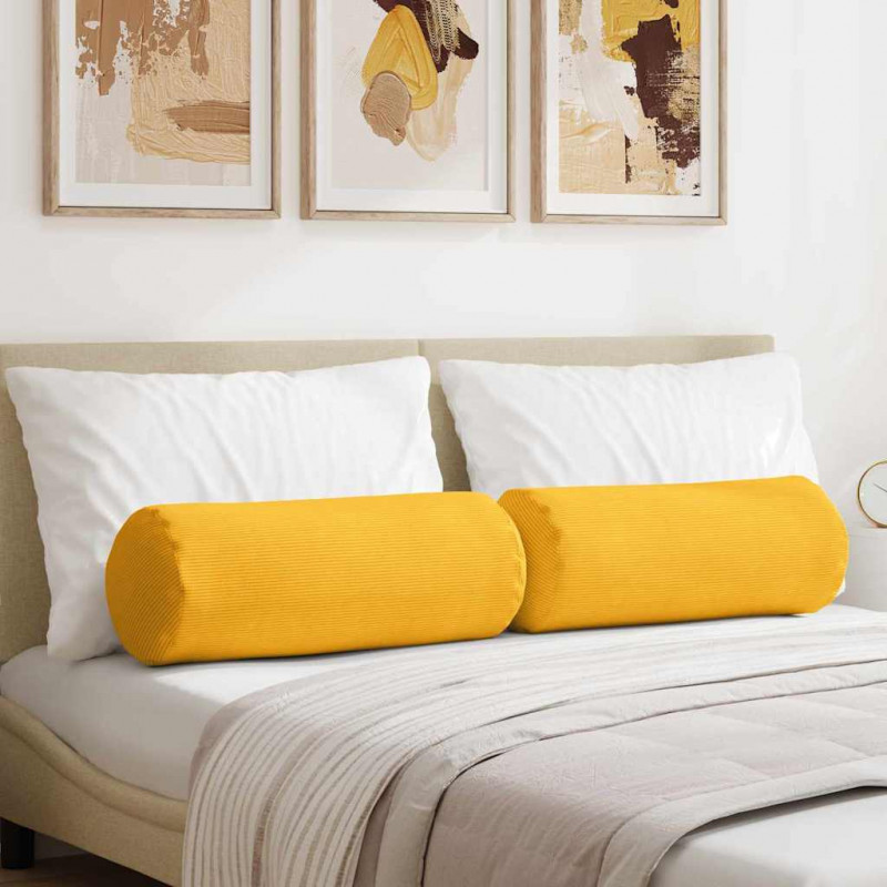 Poduszki Wałkowe 2 pcs Jasnożółty Ø 25 x 70 cm