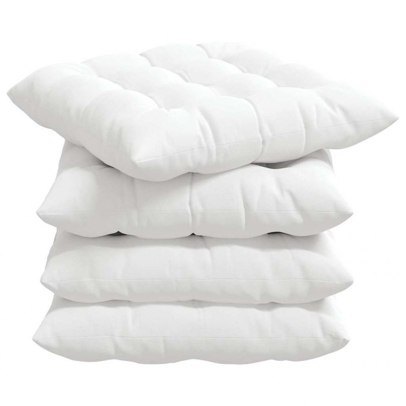 Poduszki na siedziska 4 pcs Biały 40 x 40 x 6 cm tkanina