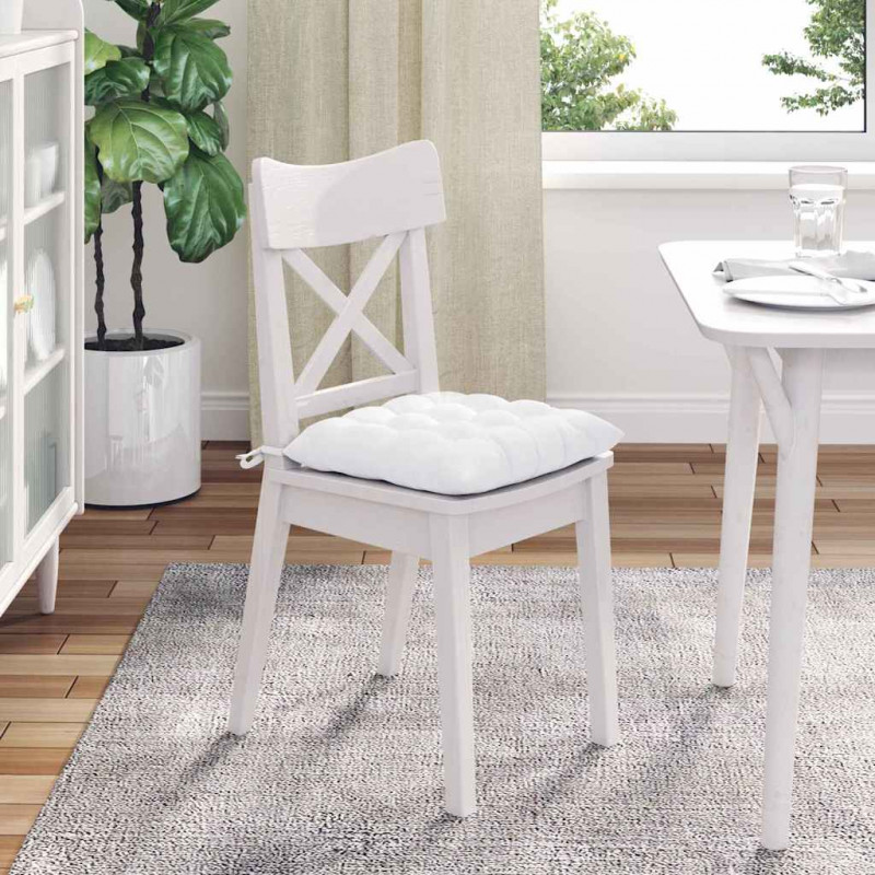 Poduszki na siedziska 4 pcs Biały 40 x 40 x 6 cm tkanina