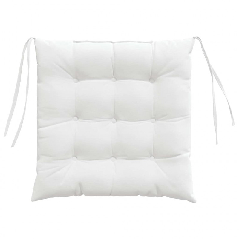 Poduszki na siedziska 4 pcs Biały 40 x 40 x 6 cm tkanina