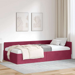 Rama łóżka narożnego Czerwone wino 90 cm x 200 cm Aksamit