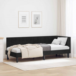 Rama łóżka narożnego Z zagłówkiem Czarny 80 cm x 200 cm Aksamit