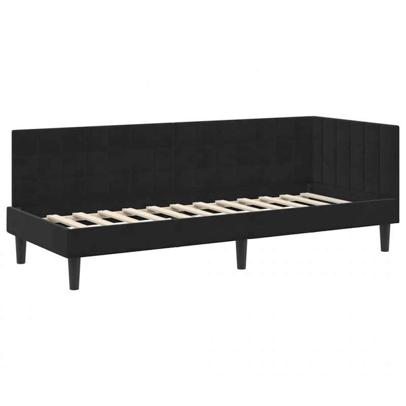 Rama łóżka narożnego Z zagłówkiem Czarny 80 cm x 200 cm Aksamit