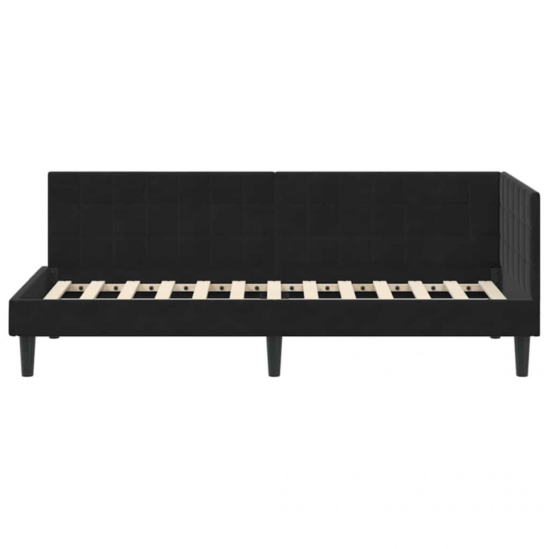 Rama łóżka narożnego Z zagłówkiem Czarny 80 cm x 200 cm Aksamit
