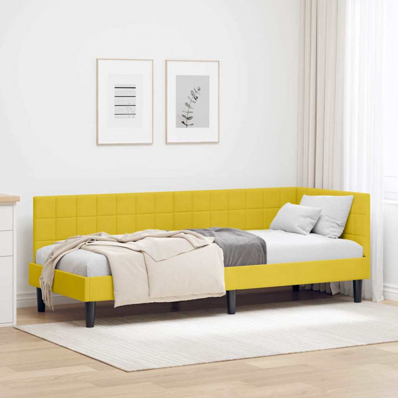 Rama łóżka narożnego Z zagłówkiem Żółty 80 cm x 200 cm Aksamit