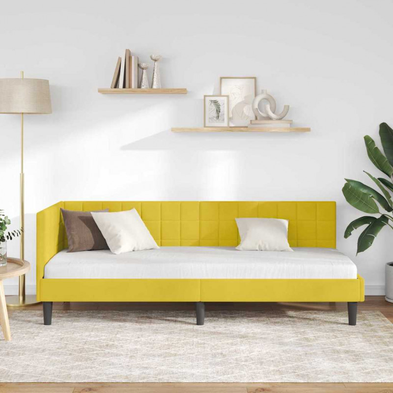 Rama łóżka narożnego Z zagłówkiem Żółty 80 cm x 200 cm Aksamit