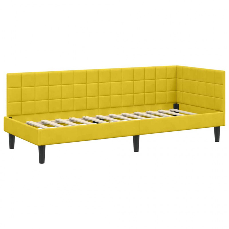 Rama łóżka narożnego Z zagłówkiem Żółty 80 cm x 200 cm Aksamit