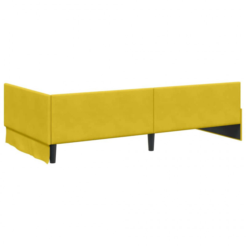 Rama łóżka narożnego Z zagłówkiem Żółty 90 cm x 200 cm Aksamit