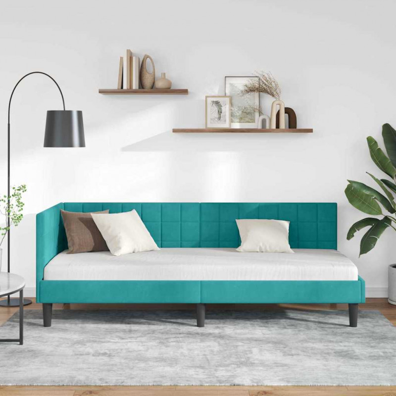 Rama łóżka narożnego Turkusowy 80 cm x 200 cm Aksamit