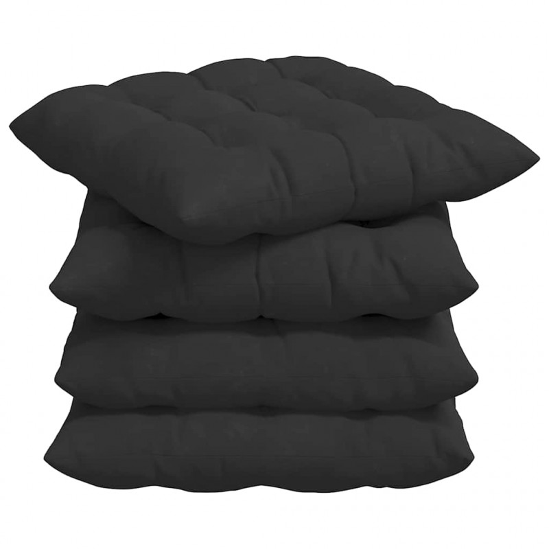 Poduszki na siedziska 4 pcs Czarny 40 x 40 x 6 cm Mikrofibra