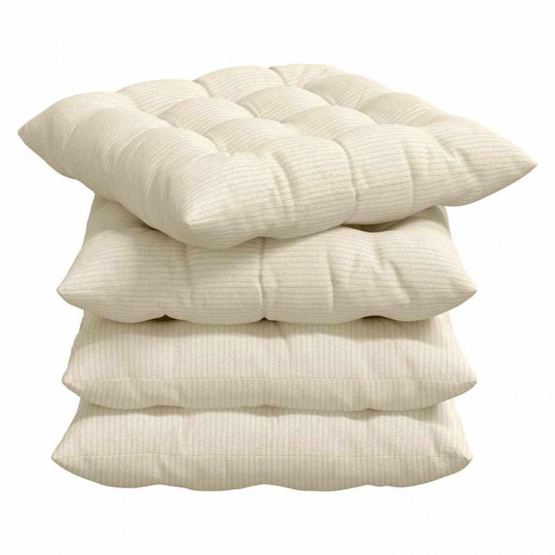 Poduszki na siedziska 4 pcs Kremowy 40 x 40 x 6 cm