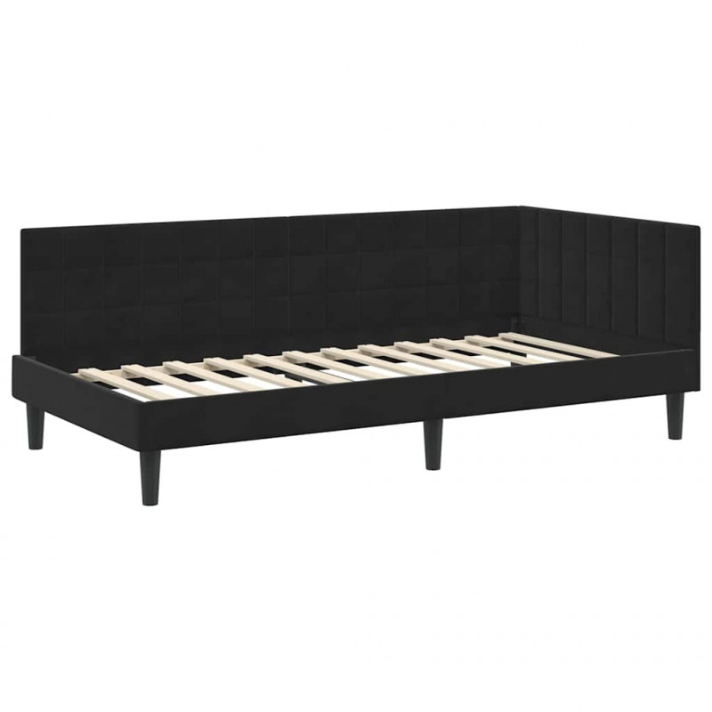 Rama łóżka narożnego Z zagłówkiem Czarny 90 cm x 190 cm Aksamit