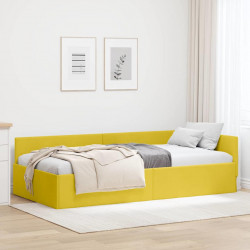 Rama łóżka narożnego Z zagłówkiem Żółty 100 cm x 200 cm Aksamit